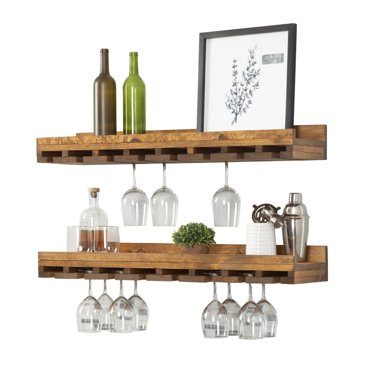 Cassadaga Solid Wood Wall Mounted Wine Glass Rack